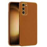 Chrome Leather Case For Samsung S23 Plus (Brown)