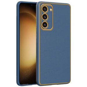 Chrome Leather Case For Samsung S23 Plus (Blue)