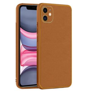 Chrome Leather Case For iPhone 11 (Brown)